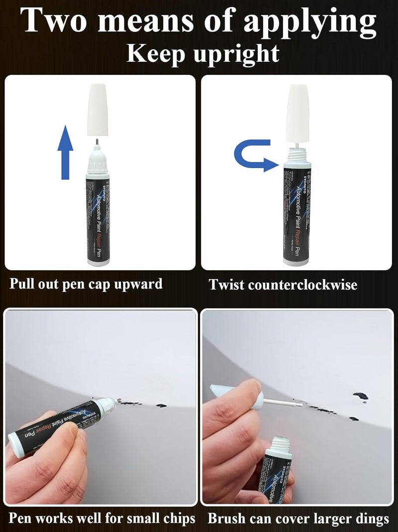 SYOAUTO Stealth Grey PN01 Touch Up Paint for Tesla Model Y 3 X S Car Touch Up Paint Pen 0.4 oz Automotive Scratch Repair Pen Brush and Tip 2 in 1 Pen (Stealth Grey PN01) - Image 5